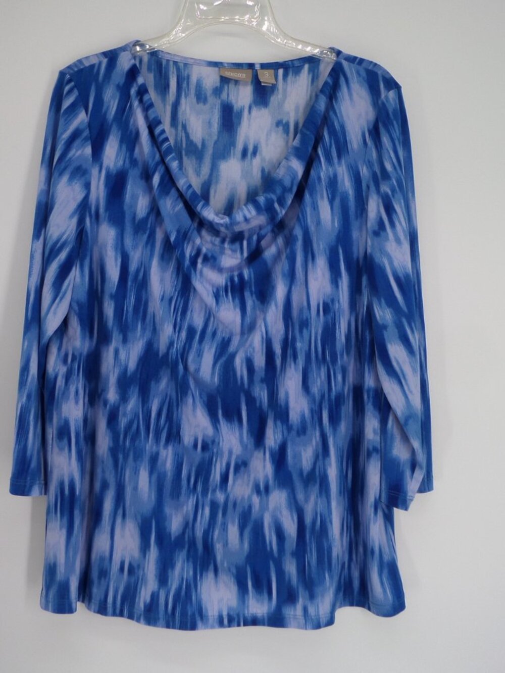 Chico's  Women's 3/4 Sleeve Drape Neck Shades of Blue  Top  Size 3 US XL